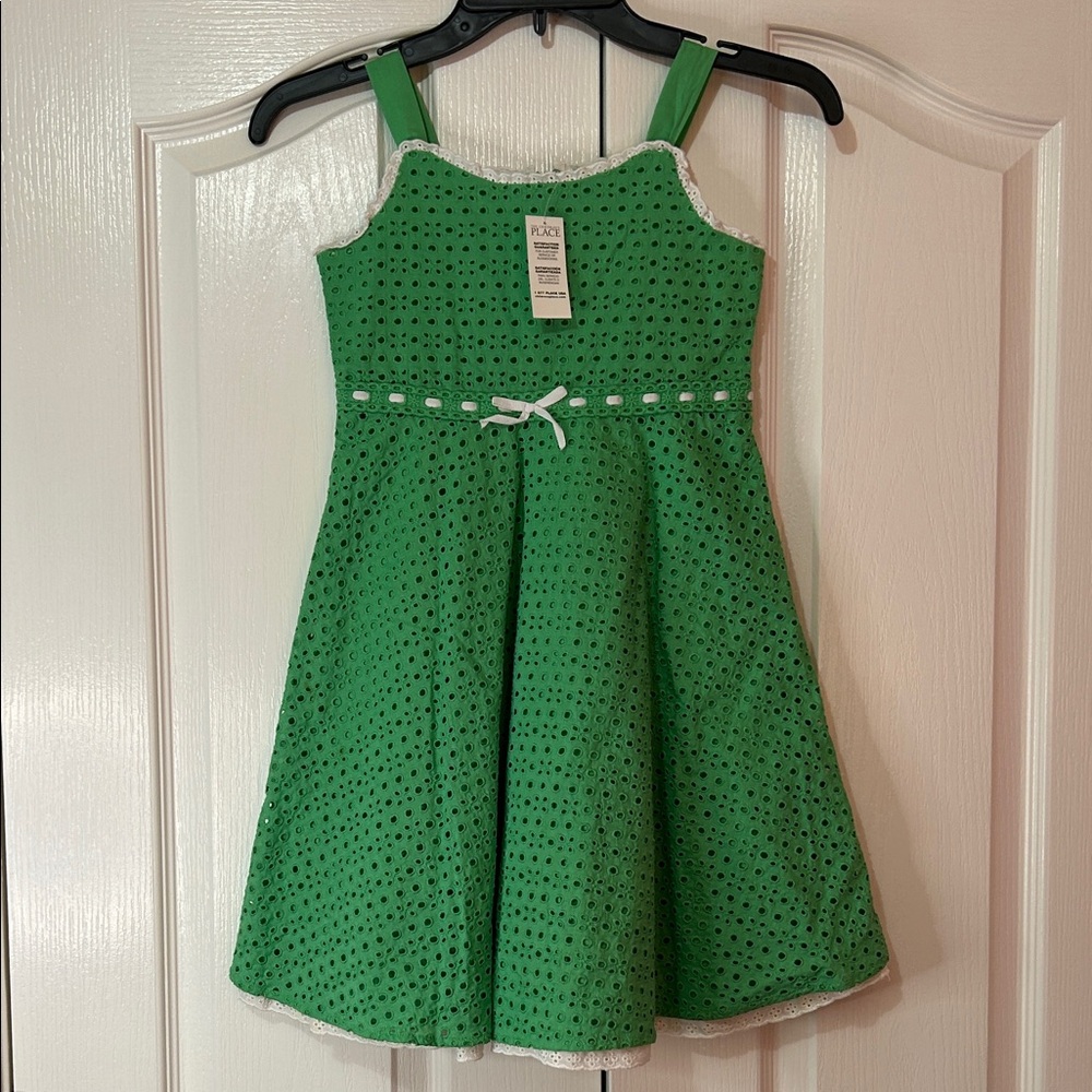The Children's Place Green Eyelet Dress with Bow